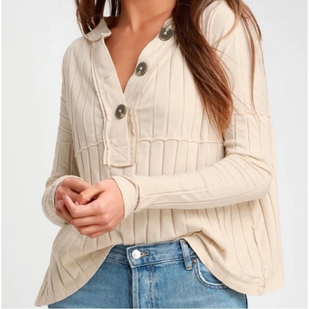 We The Free / Free People In The Mix Henley Top Cream Size XS